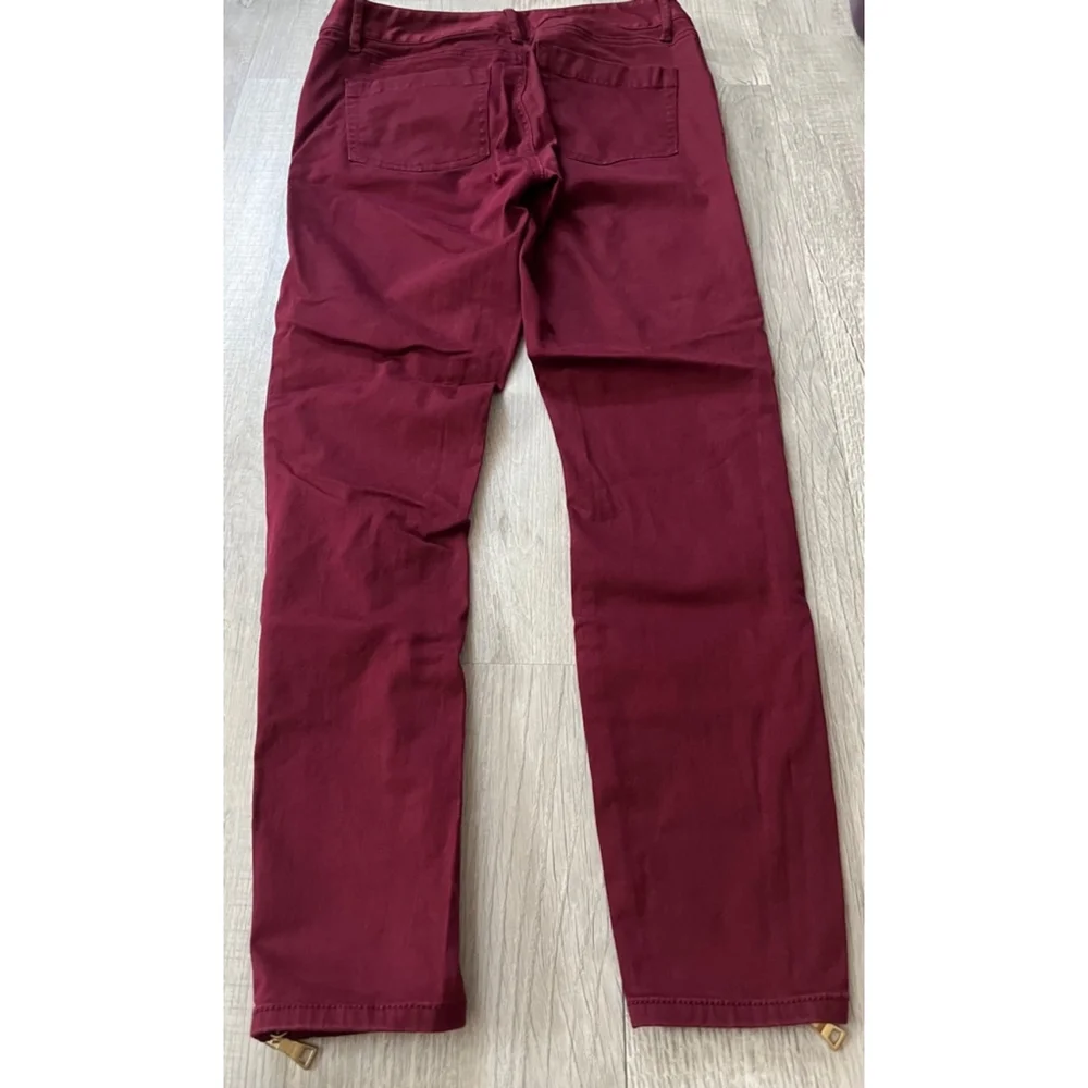 Loft Marisa maroon pants hem zip size 4